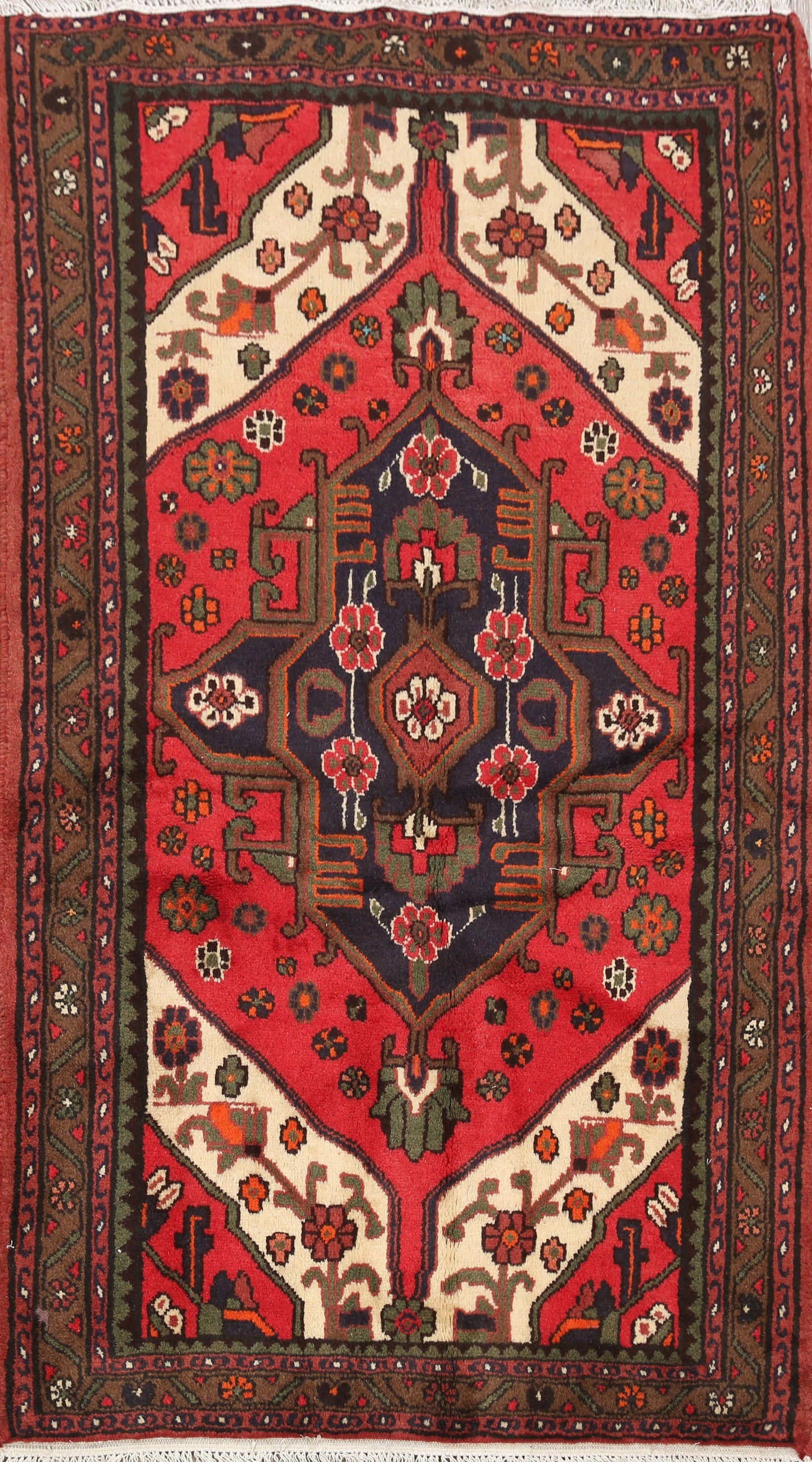 Geometric Hamedan Persian Area Rug 3x5