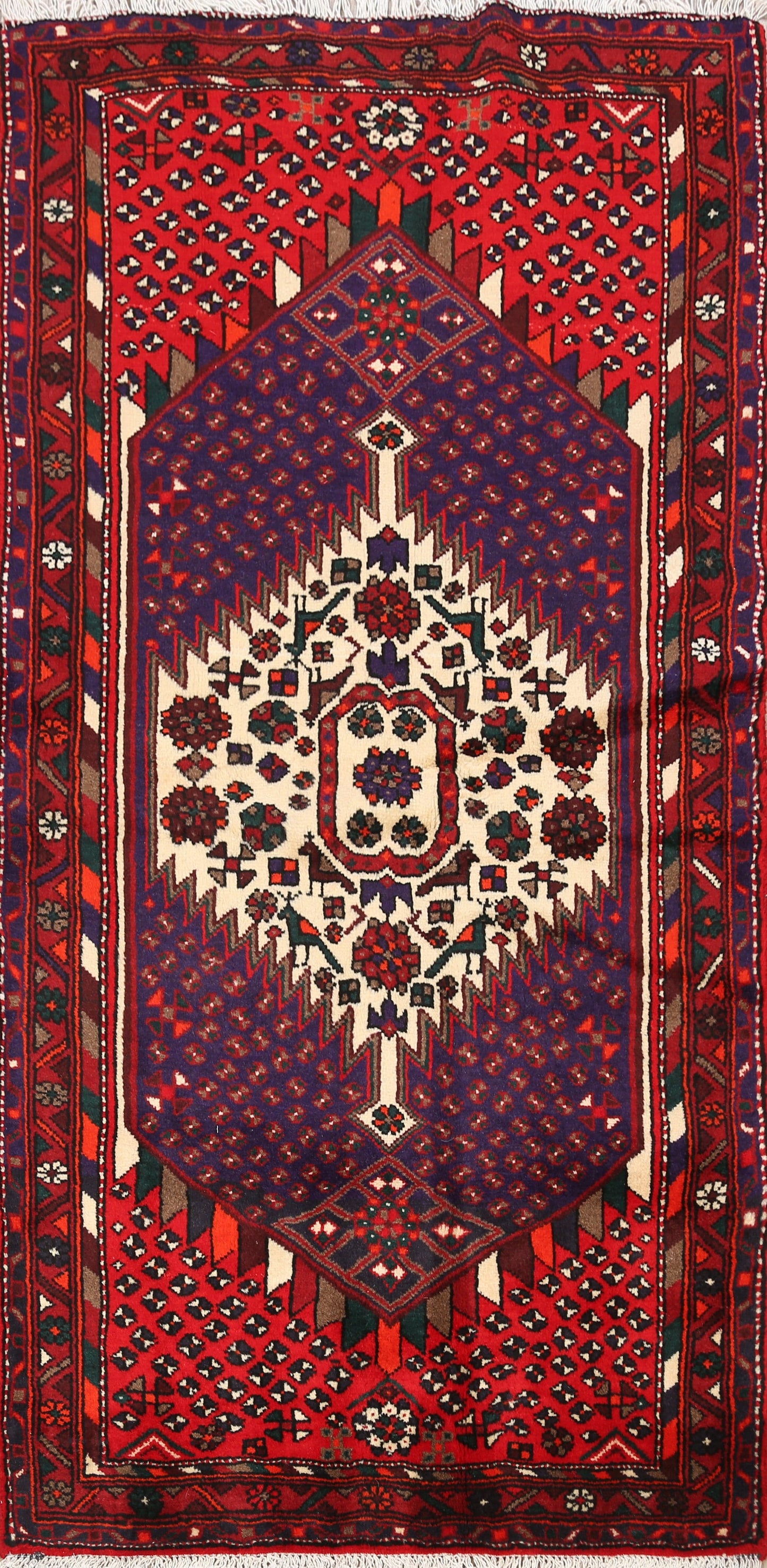 Geometric Hamedan Persian Area Rug 3x6