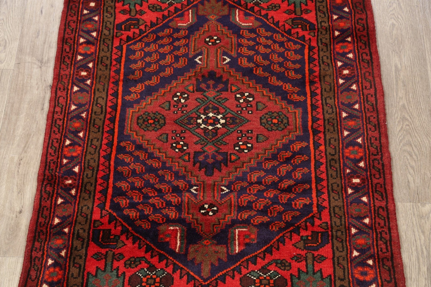 Geometric Hamedan Persian Area Rug 3x5