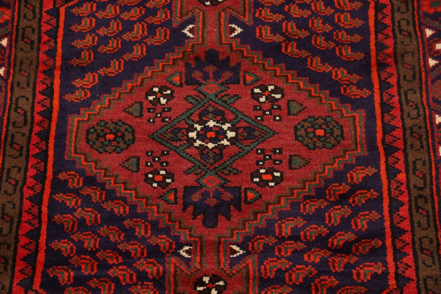 Geometric Hamedan Persian Area Rug 3x5