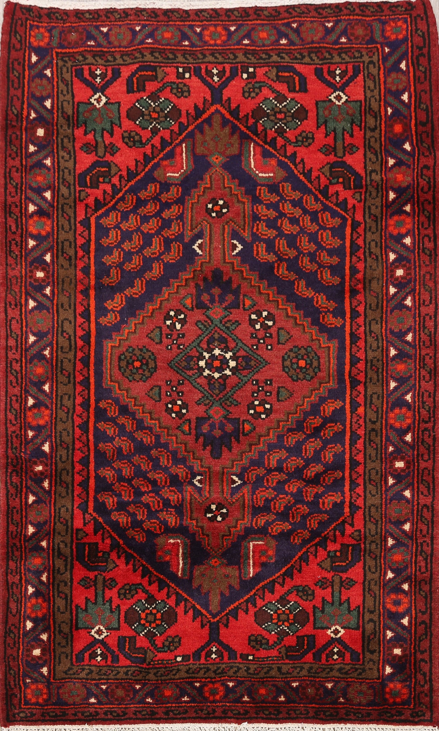 Geometric Hamedan Persian Area Rug 3x5