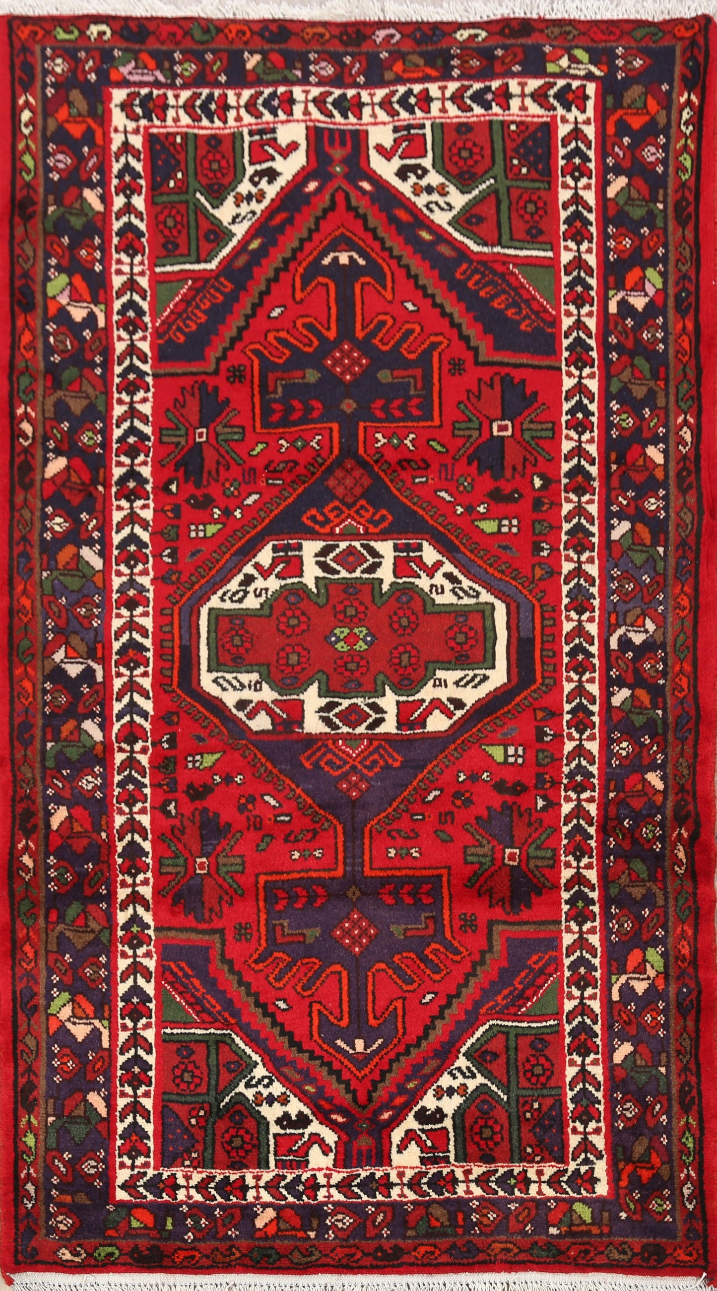 Geometric Hamedan Persian Area Rug 3x5