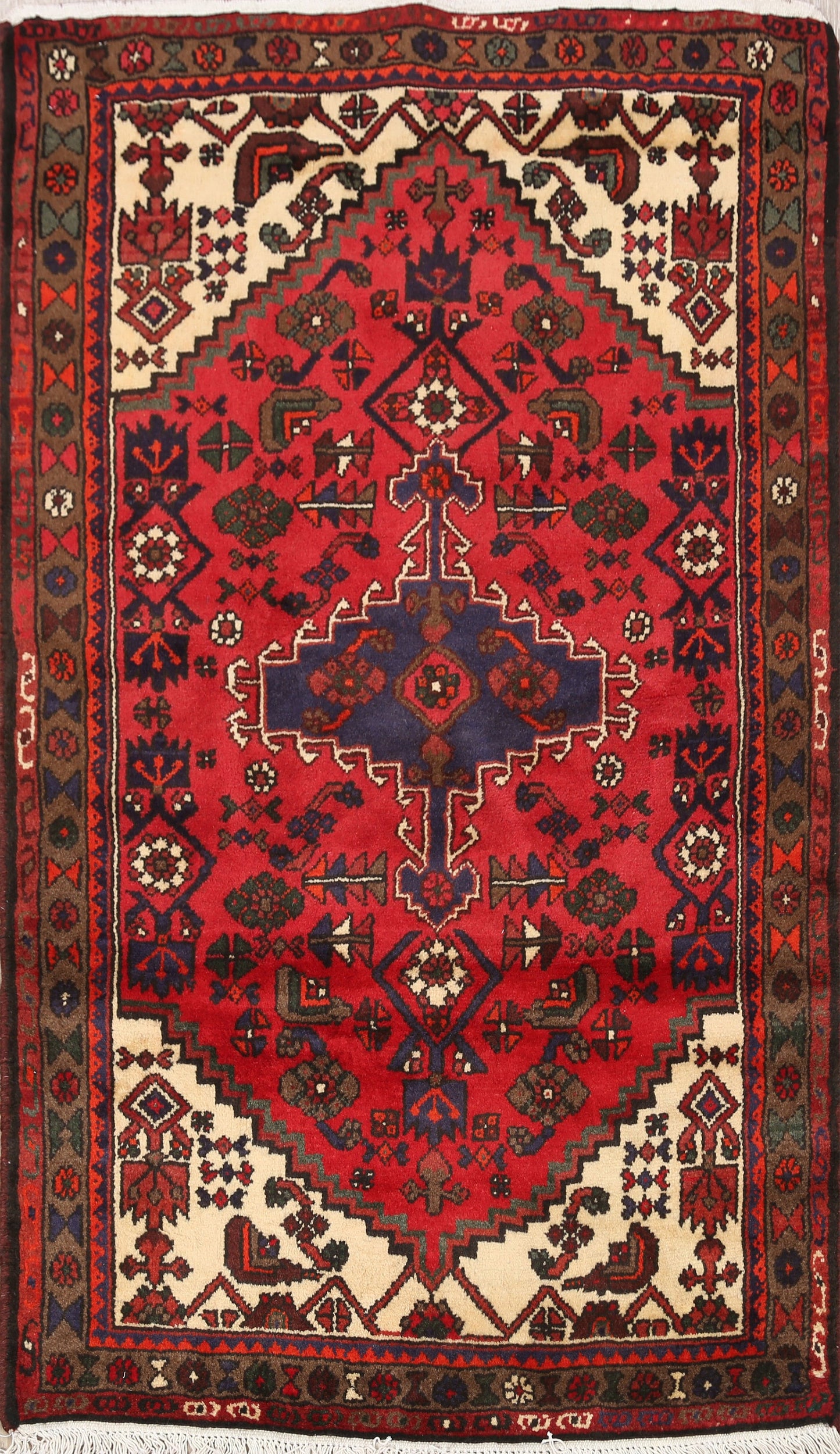 Geometric Hamedan Persian Area Rug 3x5