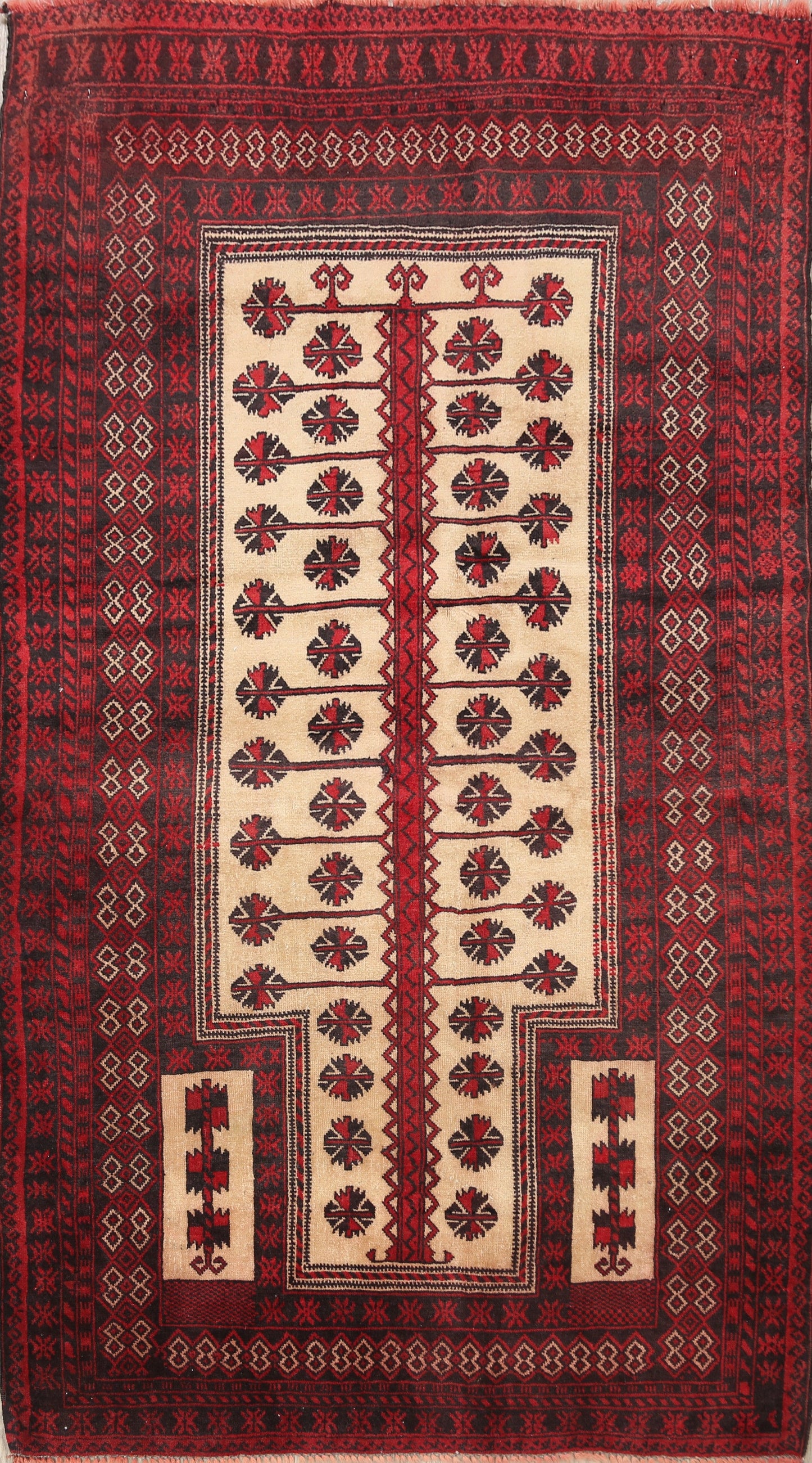 Tribal Balouch Afghan Oriental Area Rug 3x5