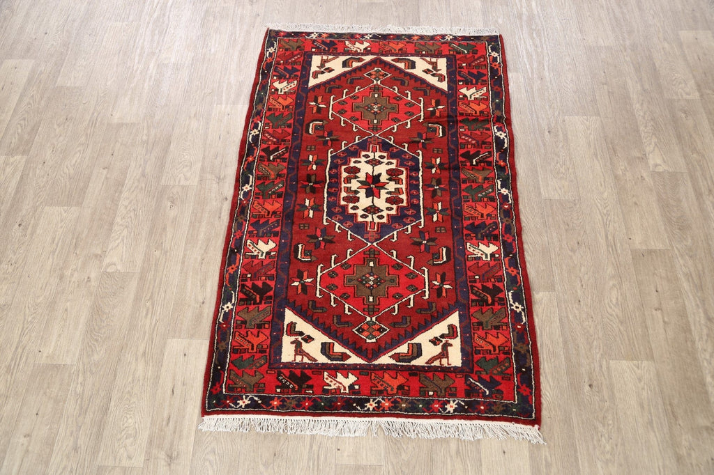 Geometric Hamedan Persian Area Rug 4x5