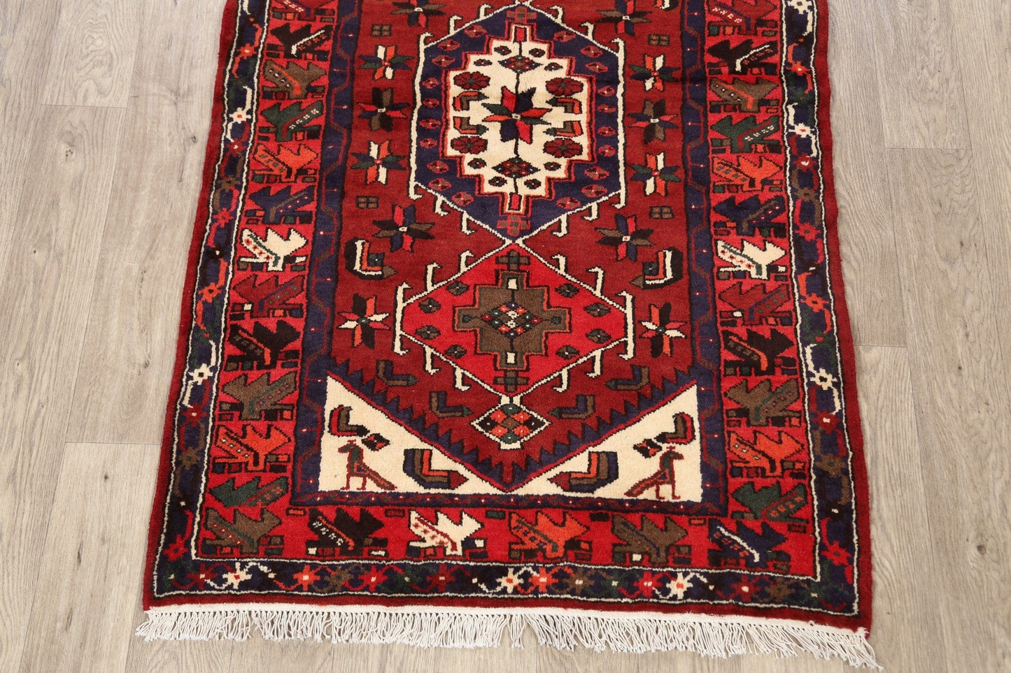 Geometric Hamedan Persian Area Rug 4x5