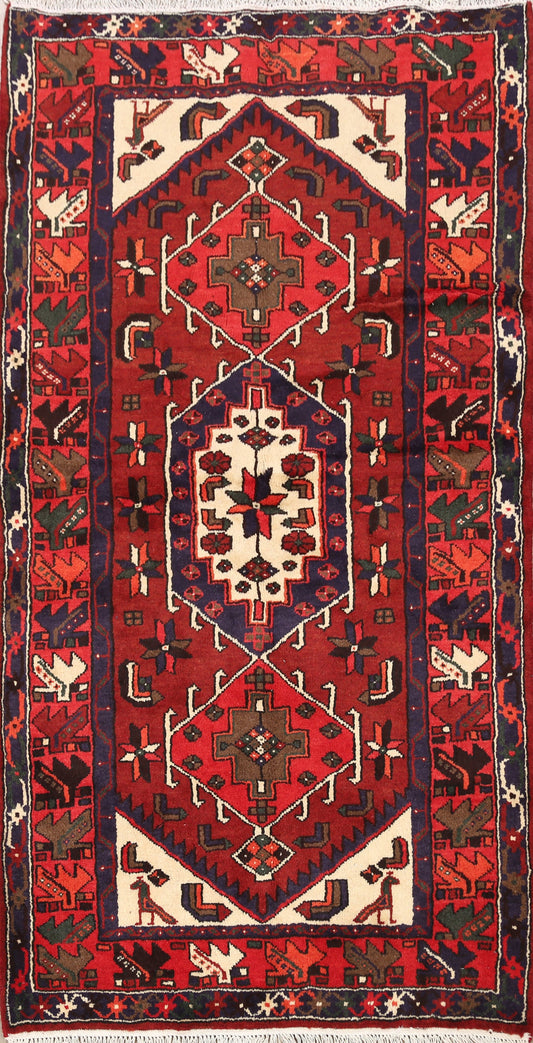 Geometric Hamedan Persian Area Rug 4x5