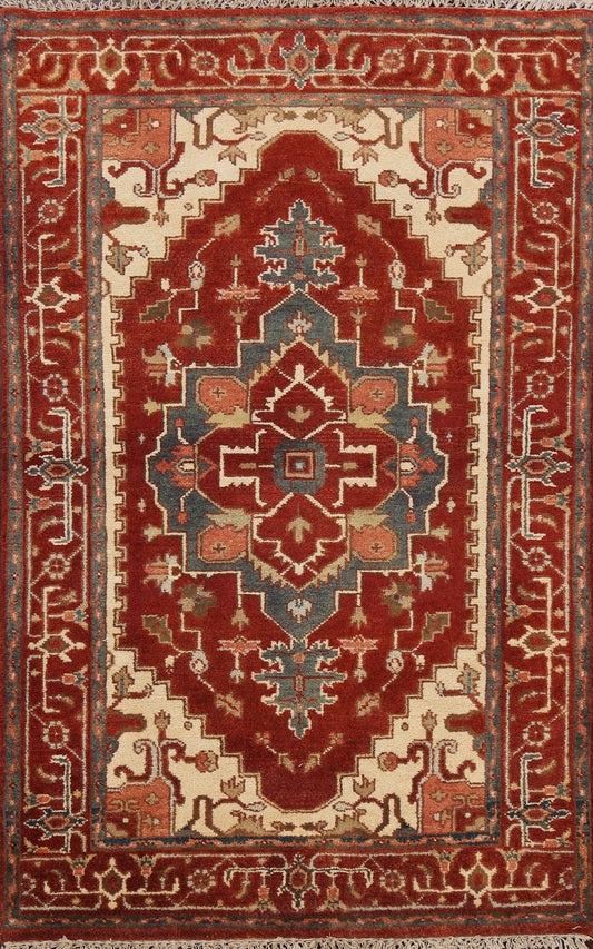 Geometric Heriz Oriental Area Rug 4x6