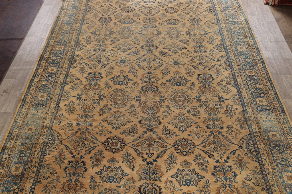 Pre-1900 Antique Kerman Vegetable Dye Persian Rug 11x18