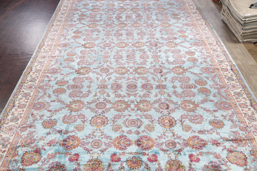 All-Over Floral Silk Large Tabriz Persian Area Rug 13x27