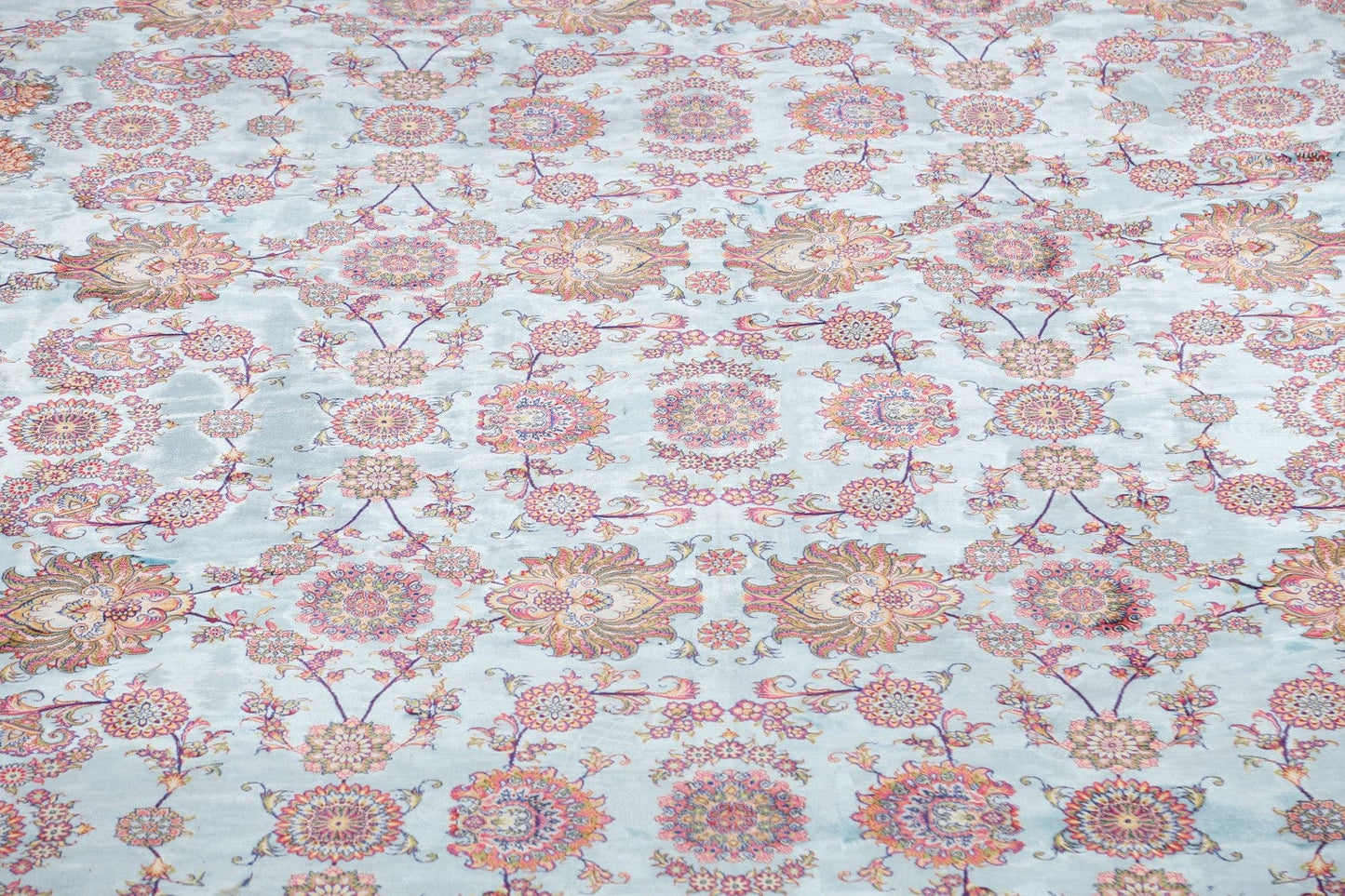 All-Over Floral Silk Large Tabriz Persian Area Rug 13x27