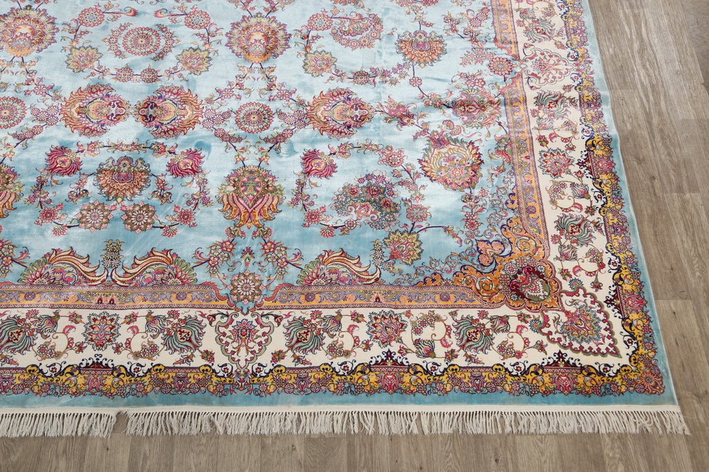 All-Over Floral Silk Large Tabriz Persian Area Rug 13x27