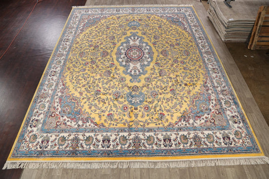 Large Floral Silk Tabriz Persian Area Rug 13x16