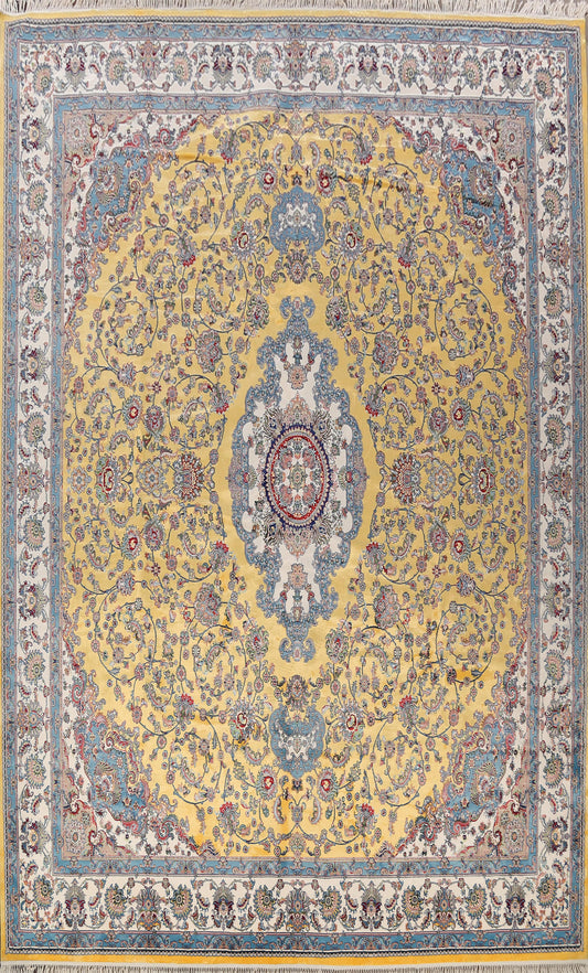 Large Floral Silk Tabriz Persian Area Rug 13x16