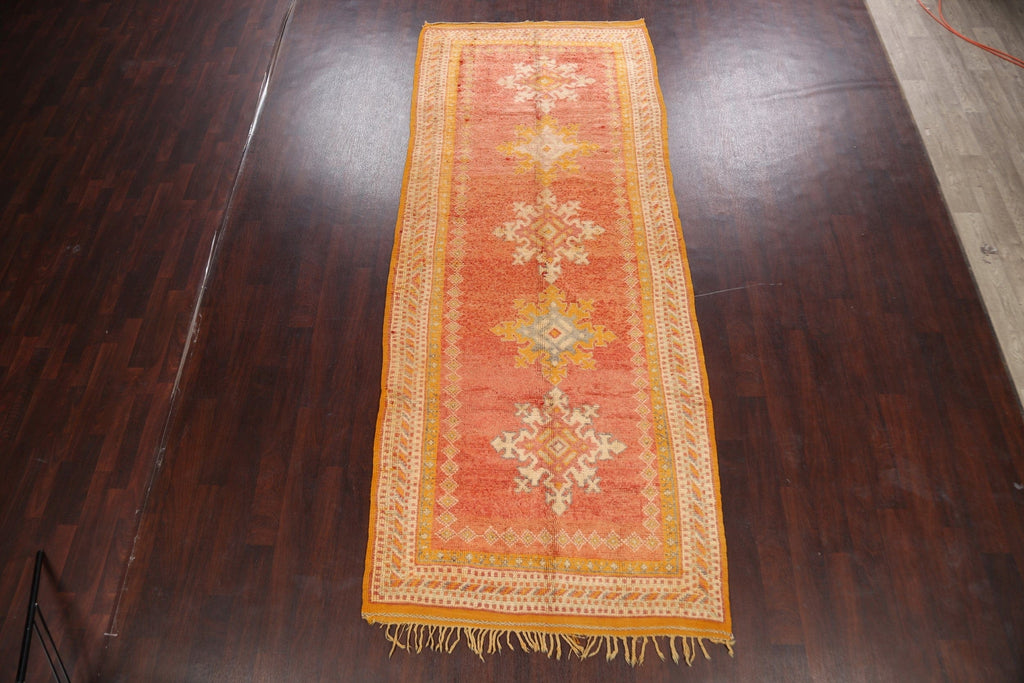 Antique Moroccan Vegetable Dye Oriental Runner Rug 4x11