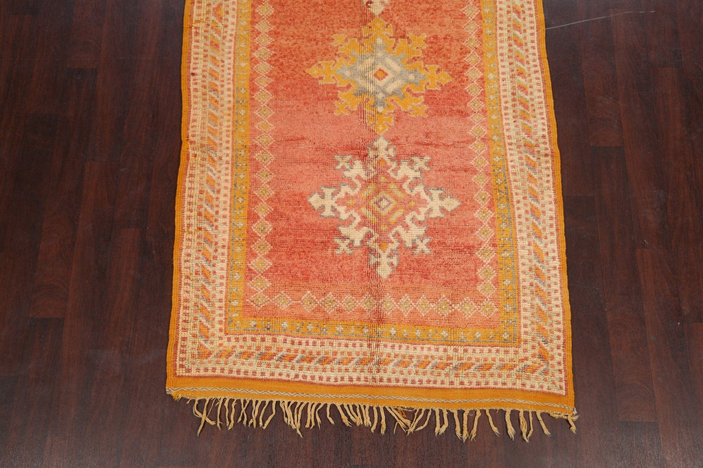 Antique Moroccan Vegetable Dye Oriental Runner Rug 4x11