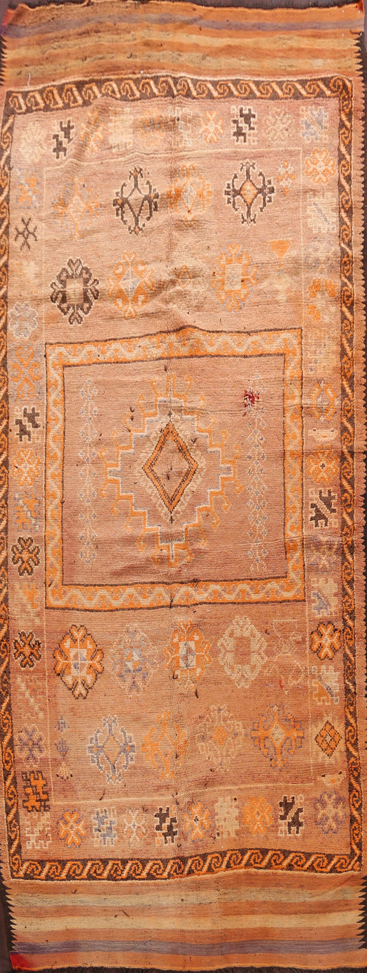 Antique Geometric Moroccan Oriental Runner Rug 5x12
