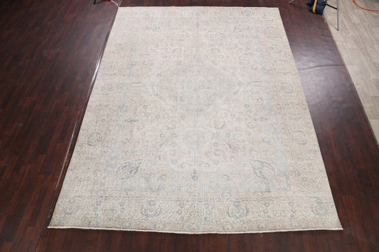 Muted Vintage Distressed Oriental Area Rug 10x13