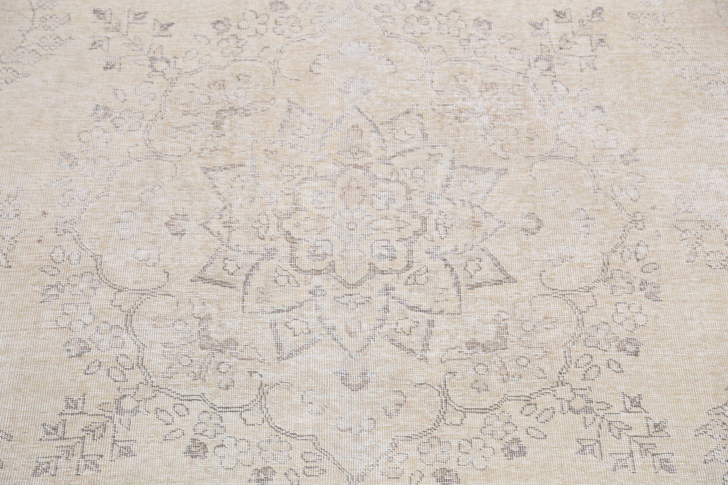 Muted Floral Vintage Distressed Oriental Area Rug 10x12