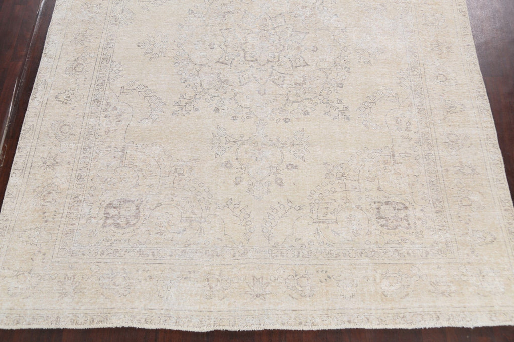 Muted Floral Vintage Distressed Oriental Area Rug 10x12