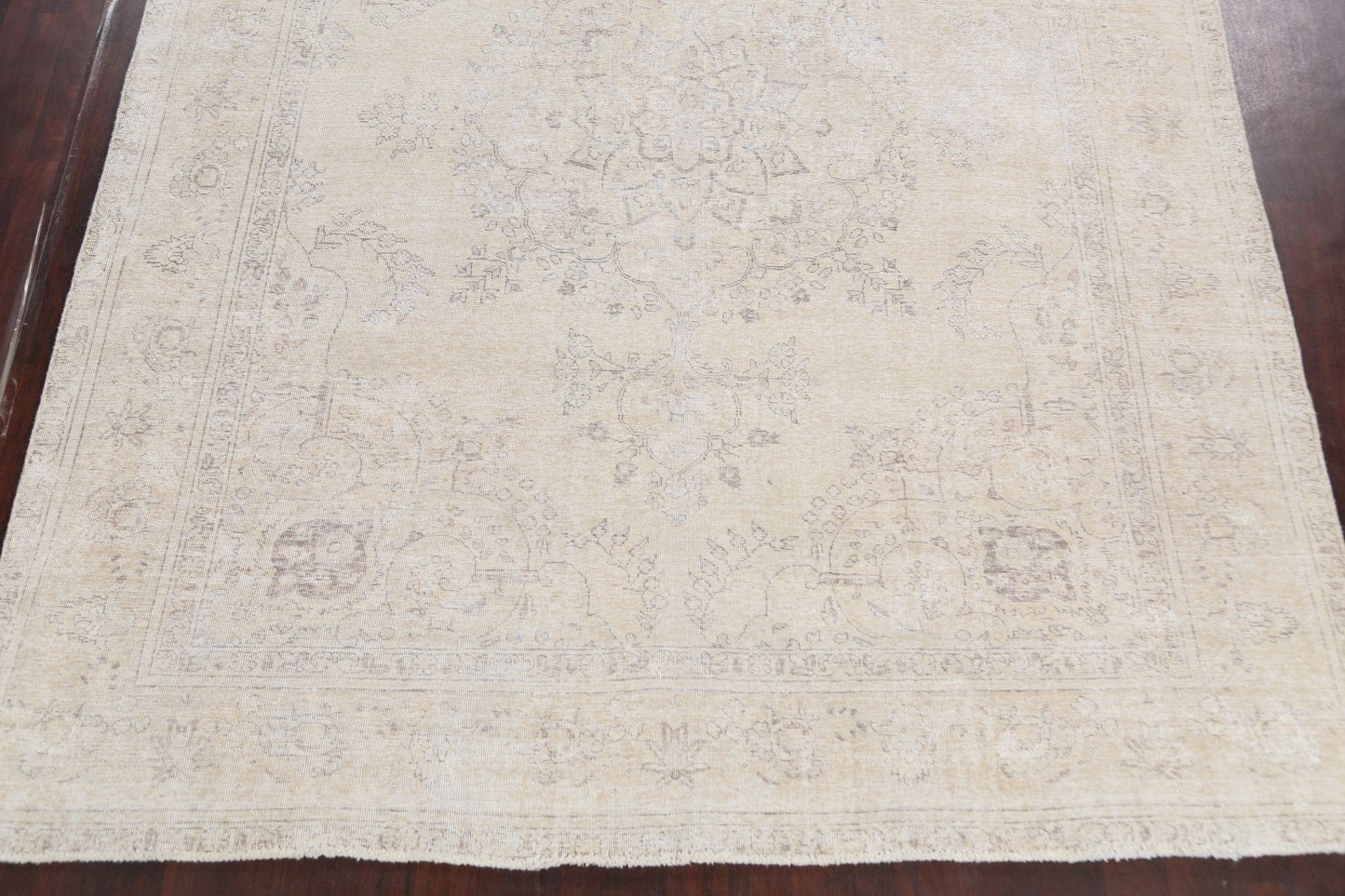 Muted Floral Vintage Distressed Oriental Area Rug 10x12