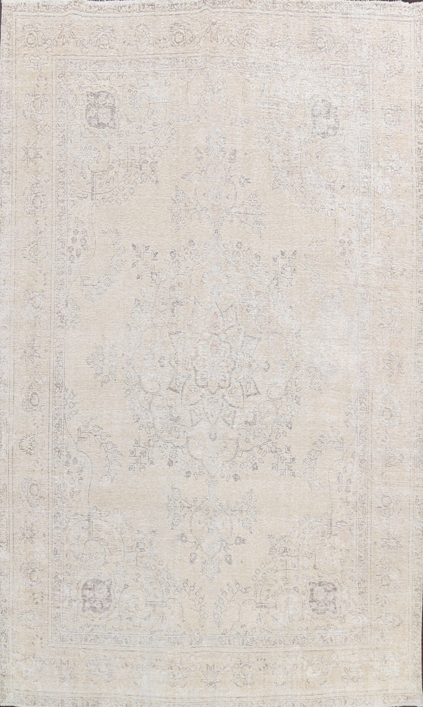 Muted Floral Vintage Distressed Oriental Area Rug 10x12