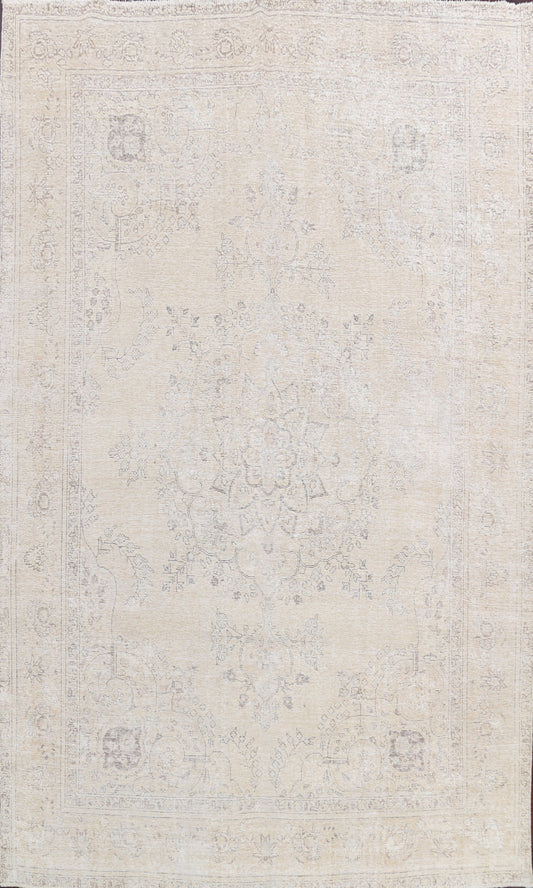 Muted Floral Vintage Distressed Oriental Area Rug 10x12