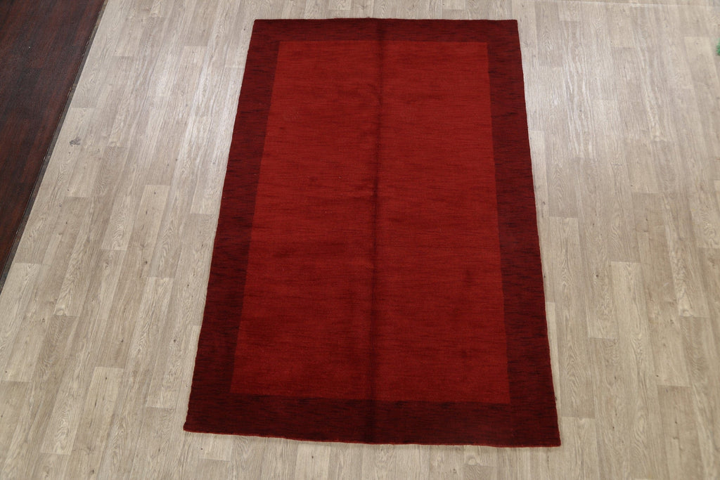 Modern Red Gabbeh Oriental Area Rug 5x8