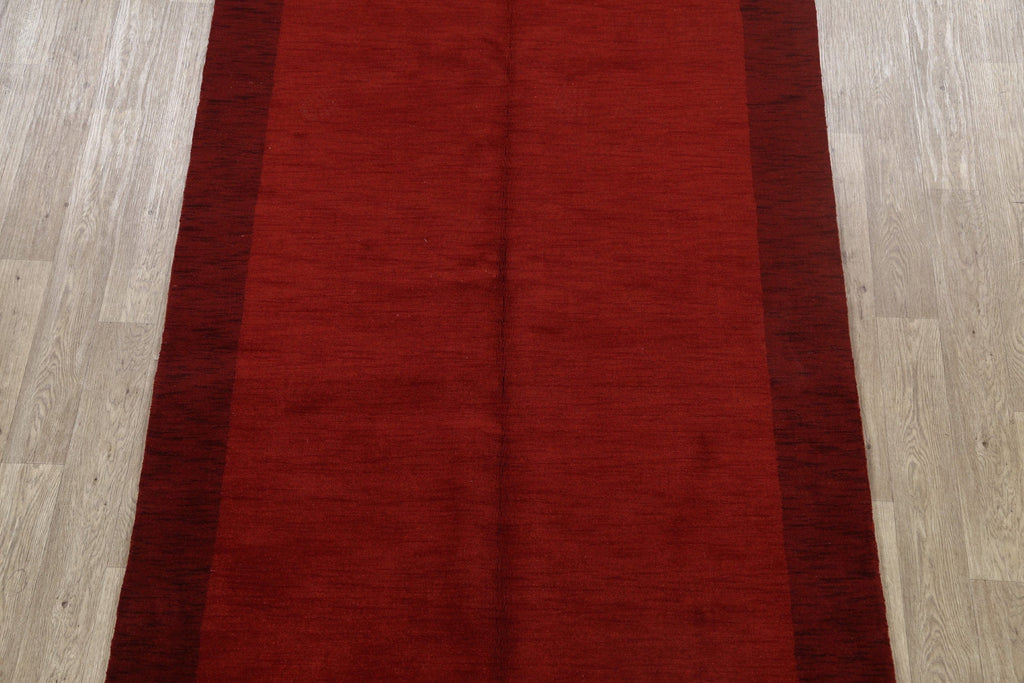 Modern Red Gabbeh Oriental Area Rug 5x8