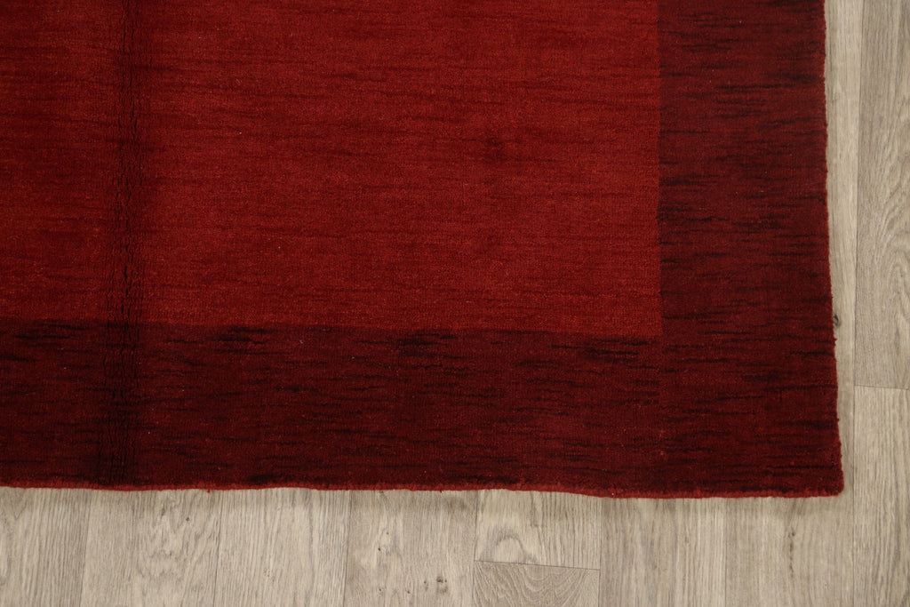 Modern Red Gabbeh Oriental Area Rug 5x8