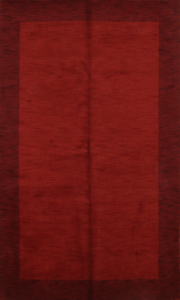 Modern Red Gabbeh Oriental Area Rug 5x8