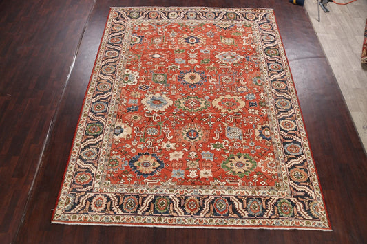 Floral Heriz Serapi Vegetable Dye Oriental Area Rug 9x12