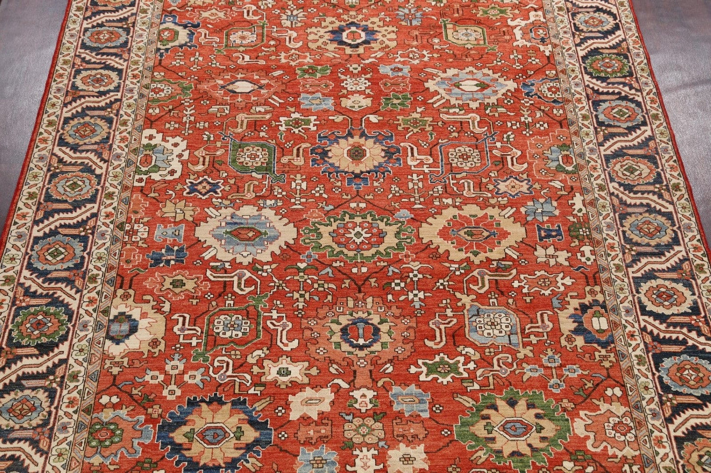 Floral Heriz Serapi Vegetable Dye Oriental Area Rug 9x12