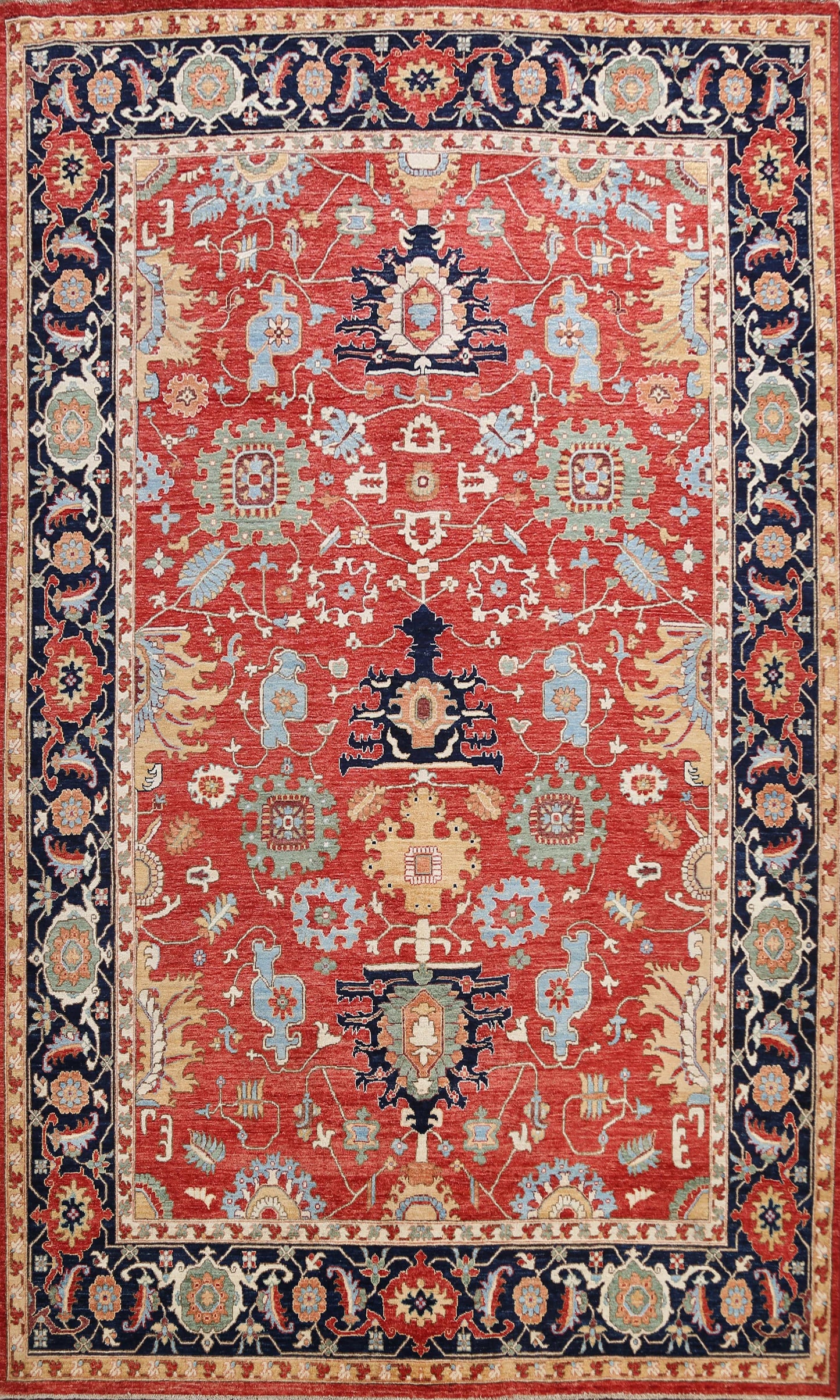 Floral Heriz Serapi Vegetable Dye Oriental Area Rug 9x12