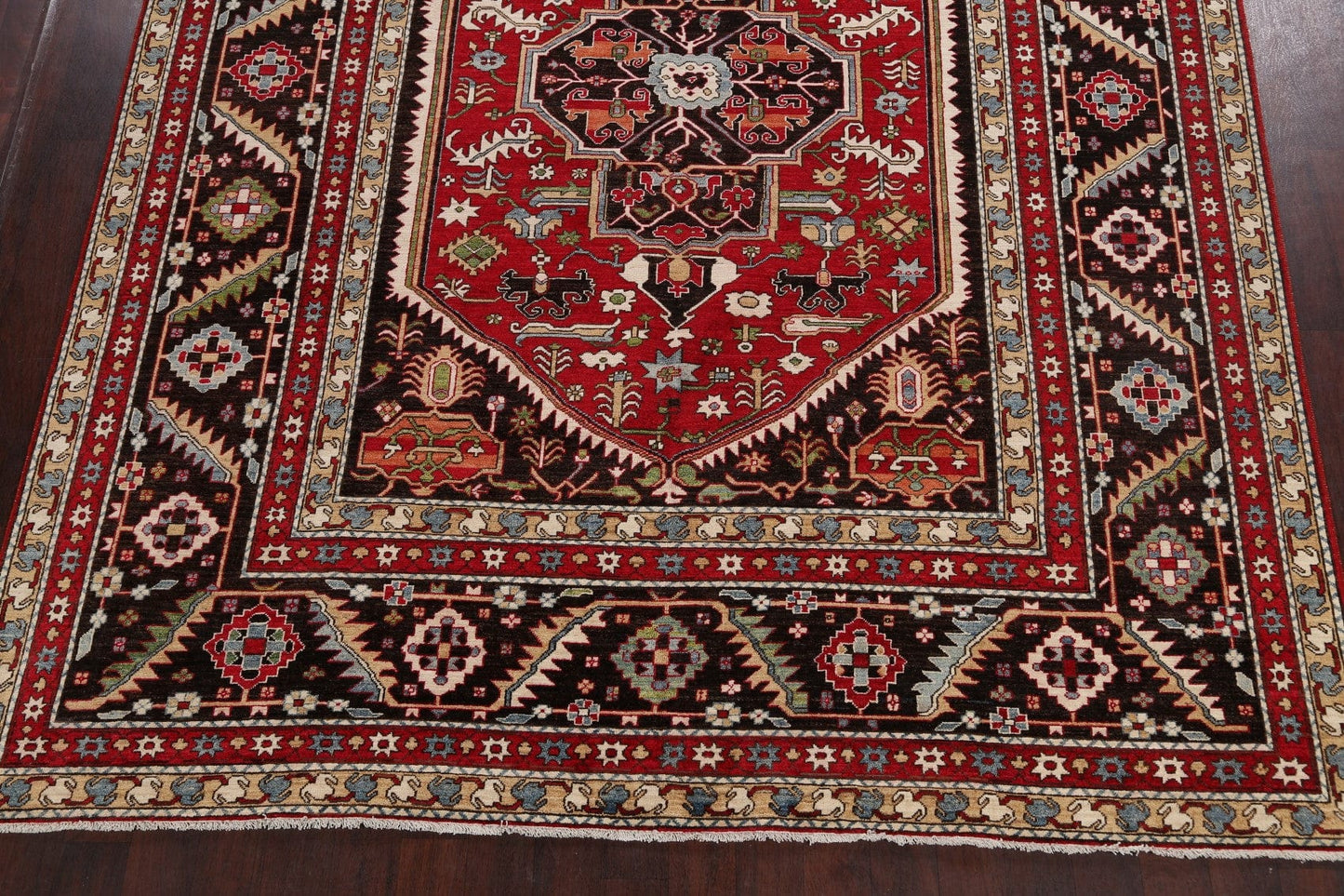 Geometric Heriz Serapi Vegetable Dye Oriental Area Rug 9x12