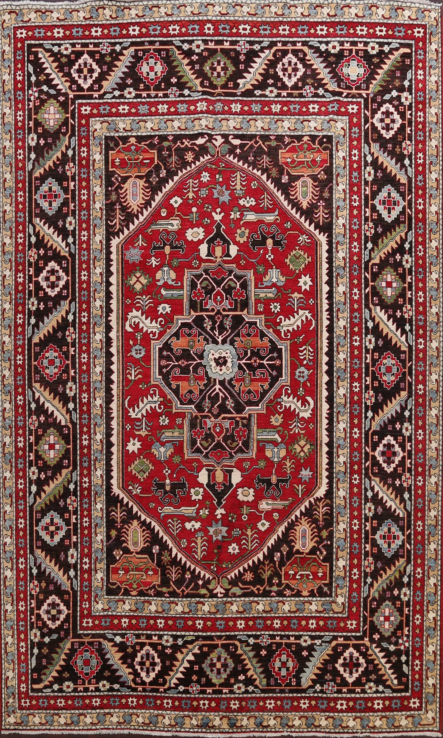 Geometric Heriz Serapi Vegetable Dye Oriental Area Rug 9x12