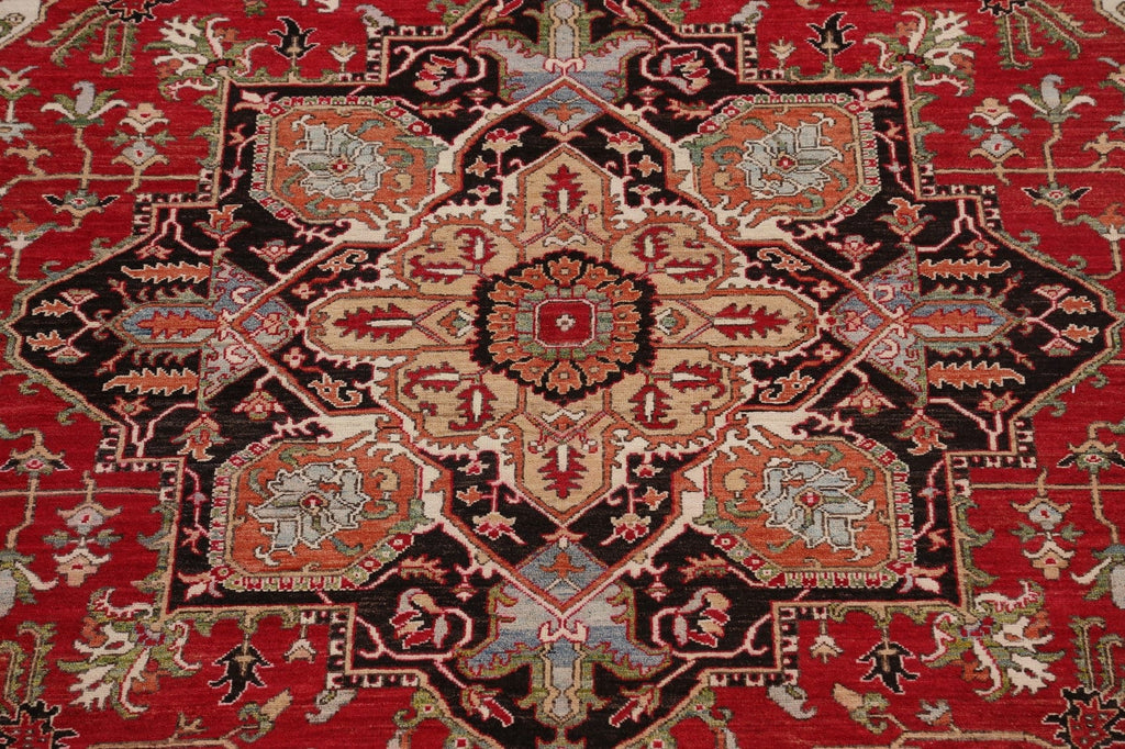 Geometric Heriz Serapi Vegetable Dye Oriental Area Rug 9x12