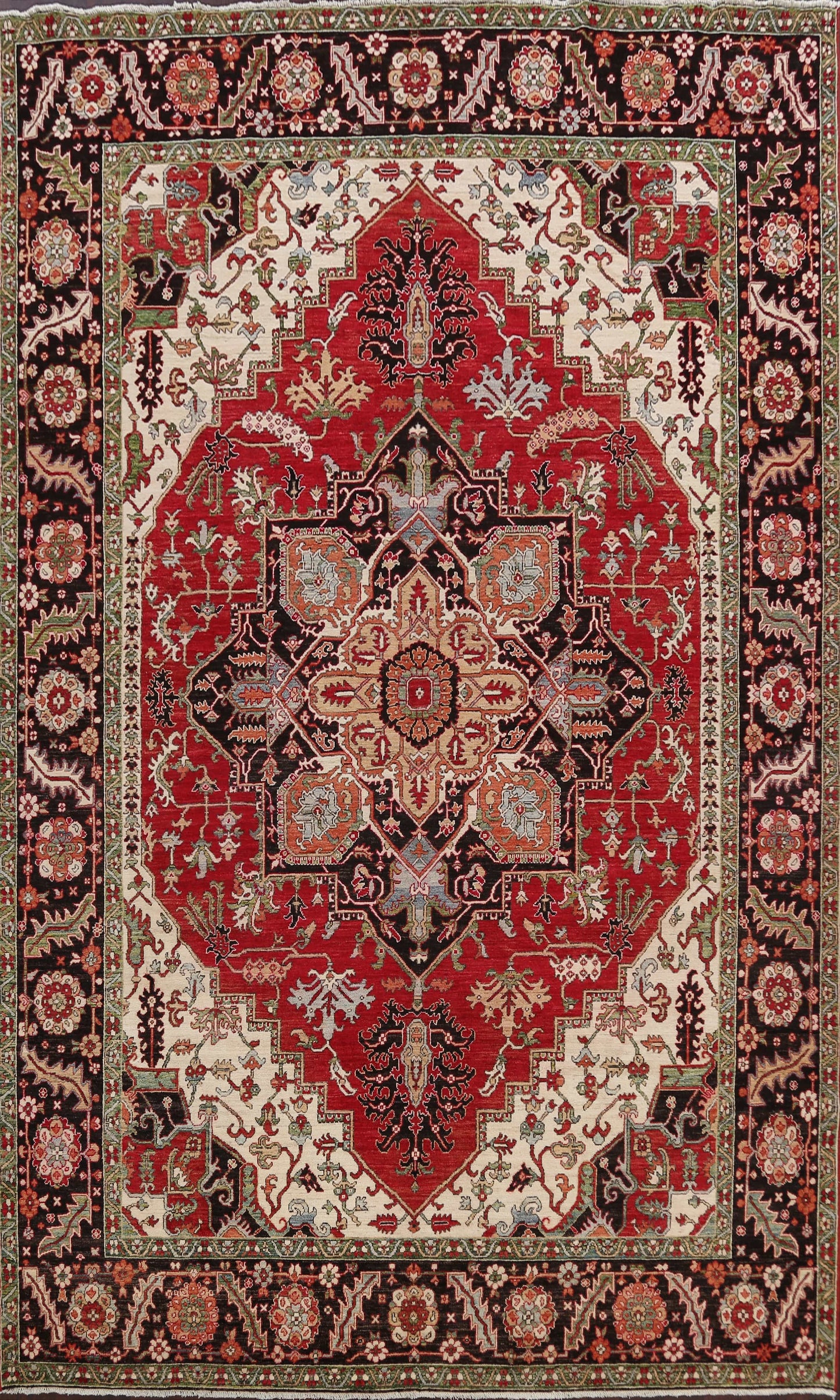 Geometric Heriz Serapi Vegetable Dye Oriental Area Rug 9x12