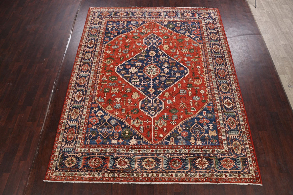 Geometric Heriz Serapi Vegetable Dye Oriental Area Rug 9x11