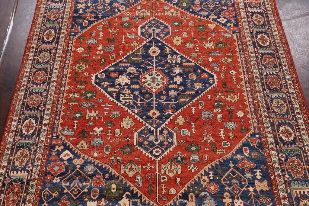 Geometric Heriz Serapi Vegetable Dye Oriental Area Rug 9x11