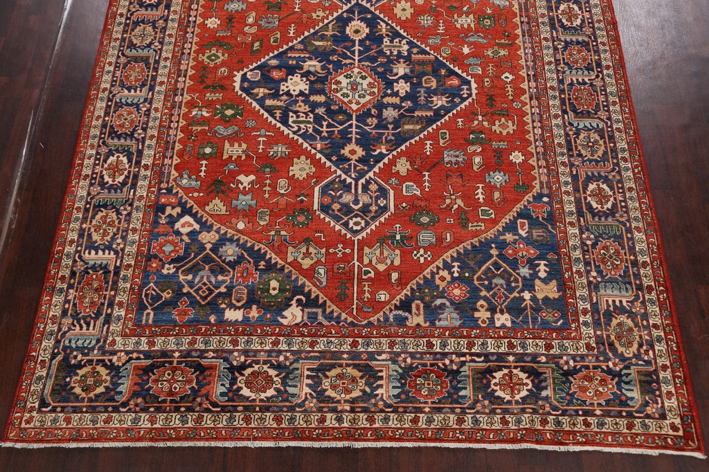 Geometric Heriz Serapi Vegetable Dye Oriental Area Rug 9x11