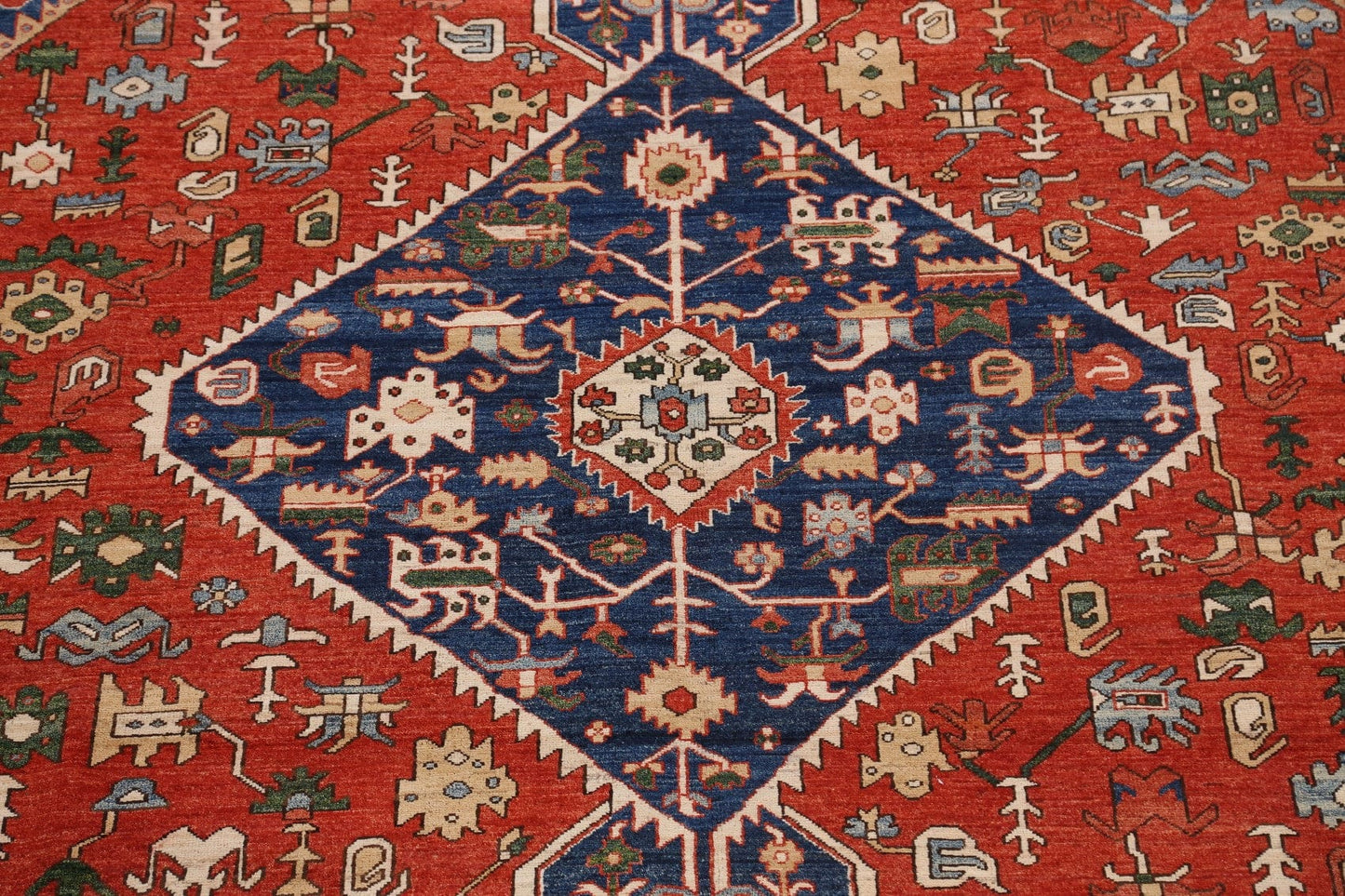 Geometric Heriz Serapi Vegetable Dye Oriental Area Rug 9x11