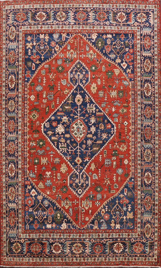 Geometric Heriz Serapi Vegetable Dye Oriental Area Rug 9x11