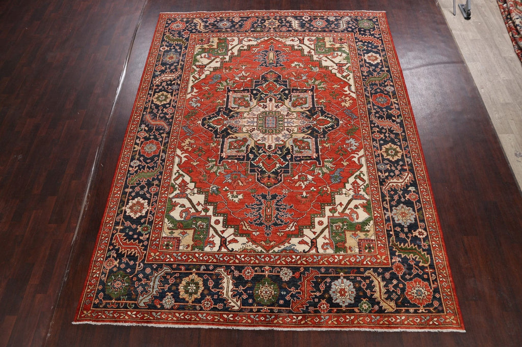 Geometric Heriz Serapi Vegetable Dye Oriental Area Rug 9x12