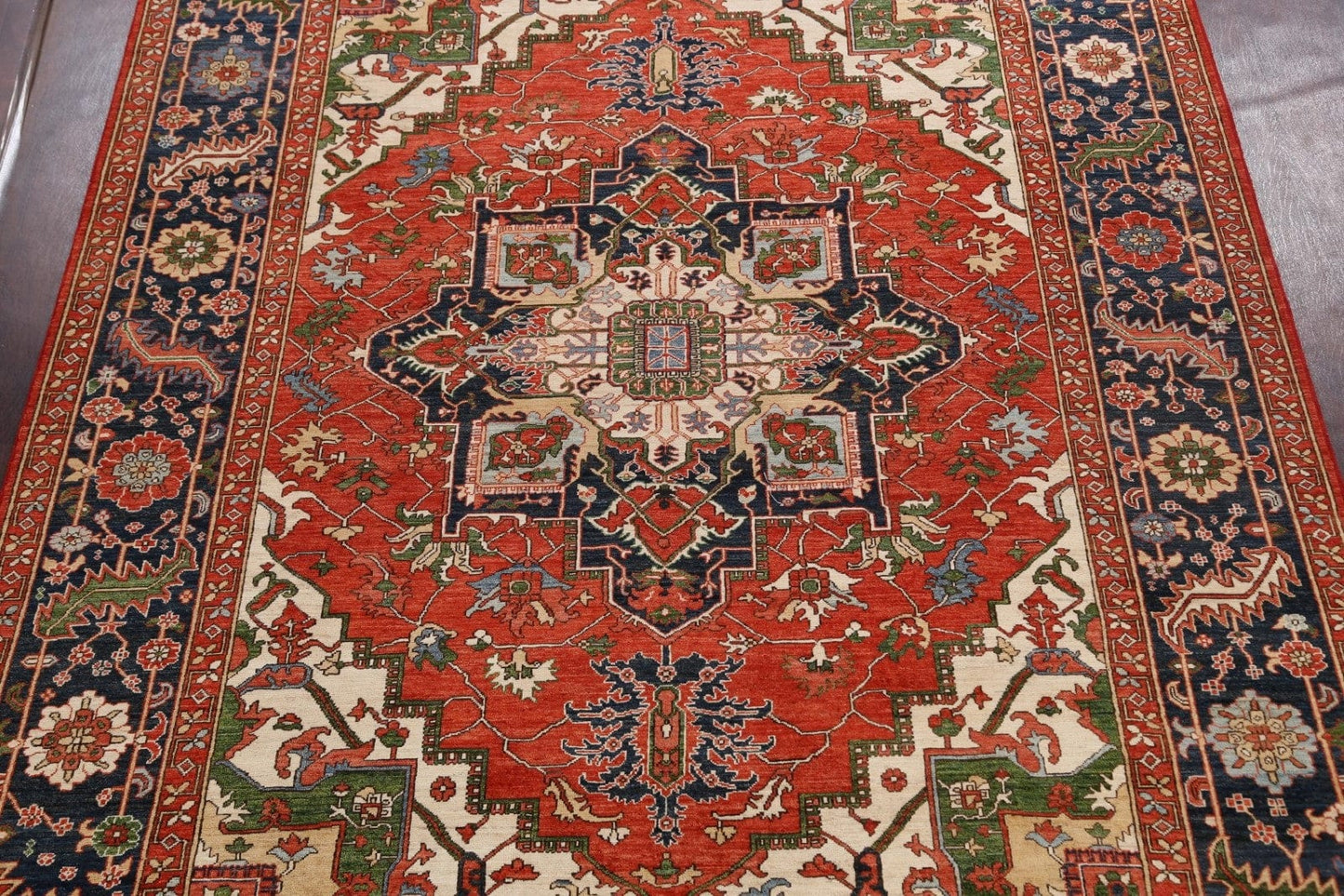 Geometric Heriz Serapi Vegetable Dye Oriental Area Rug 9x12