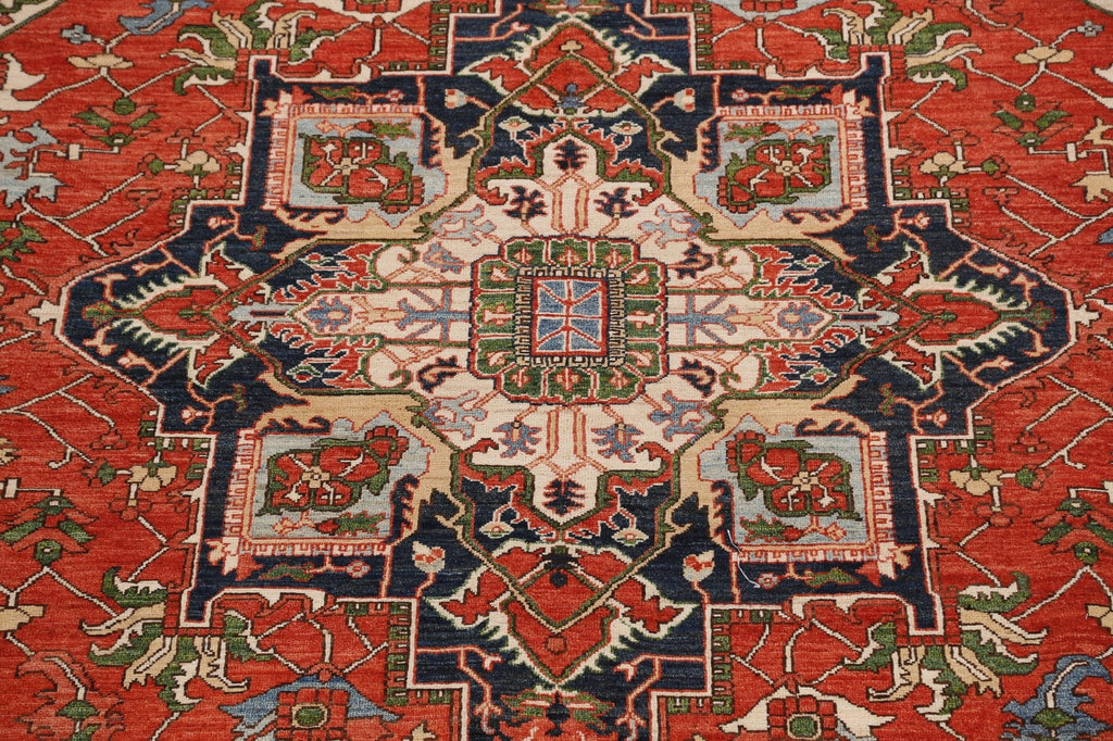 Geometric Heriz Serapi Vegetable Dye Oriental Area Rug 9x12