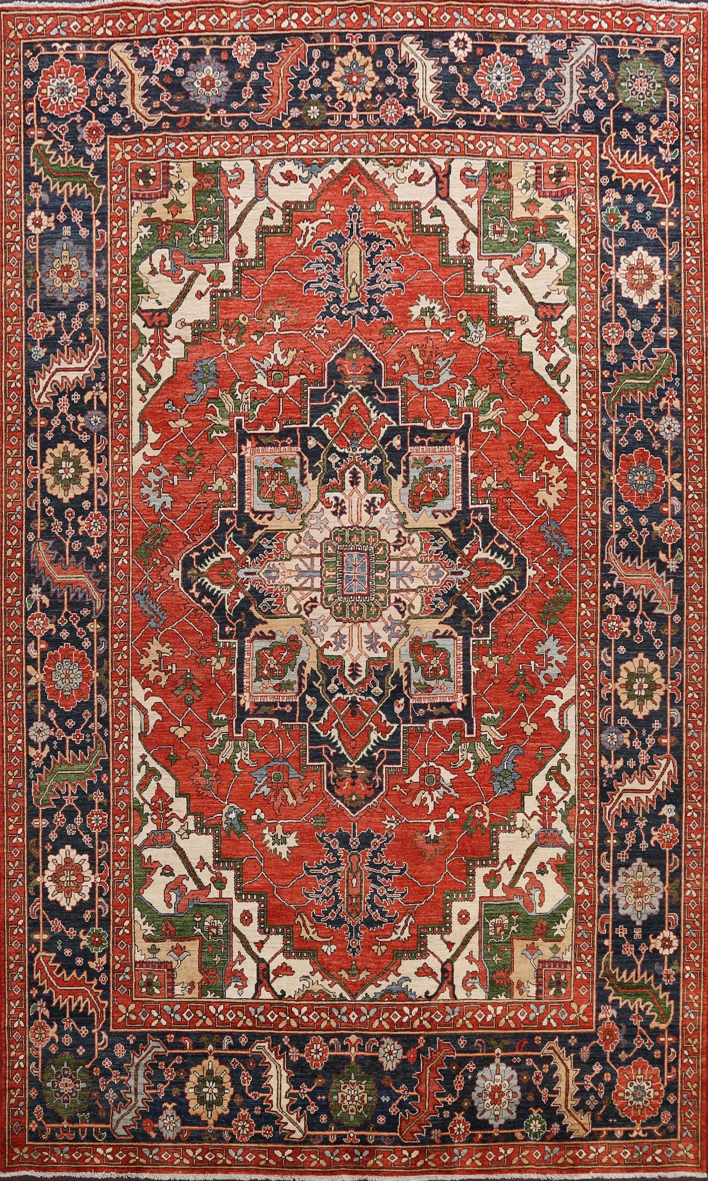 Geometric Heriz Serapi Vegetable Dye Oriental Area Rug 9x12