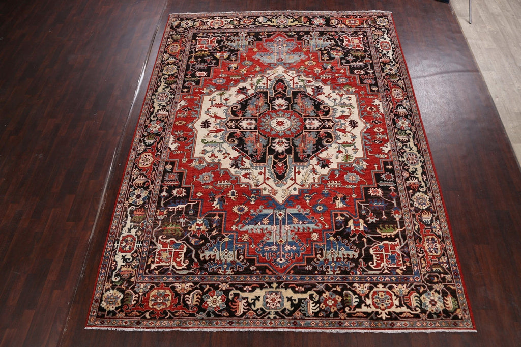 Geometric Heriz Serapi Vegetable Dye Oriental Area Rug 9x12