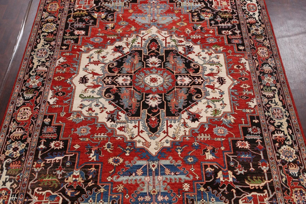 Geometric Heriz Serapi Vegetable Dye Oriental Area Rug 9x12