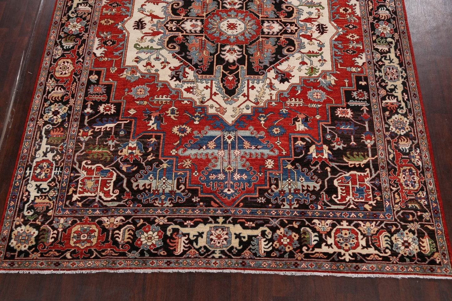 Geometric Heriz Serapi Vegetable Dye Oriental Area Rug 9x12